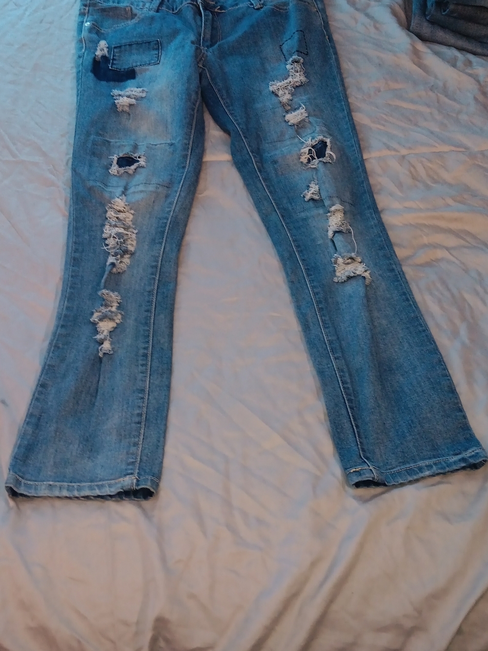 Premier Light Blue Distressed Flare Jeans